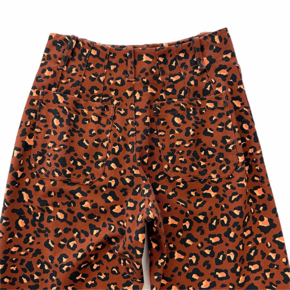 Anthropologie Maeve The Colette Brown Leopard Spotted High Rise Ponte Pants - Picture 4 of 9